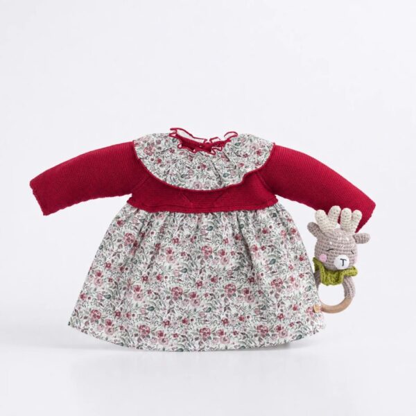 Vestido de Bebé Cherry con Canesú de Punto y Cuello Volante | Anny